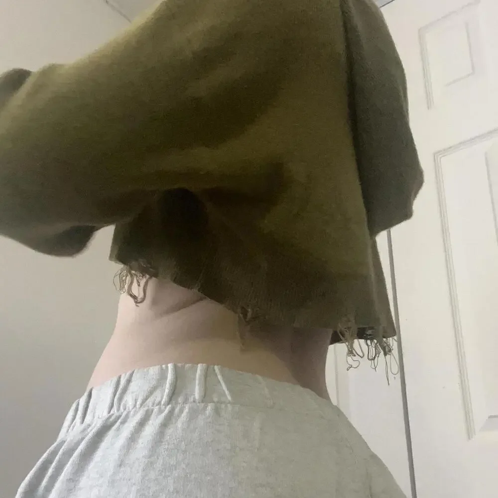 cropped hoodie distressed grunge emo - Picture 2 of 3
